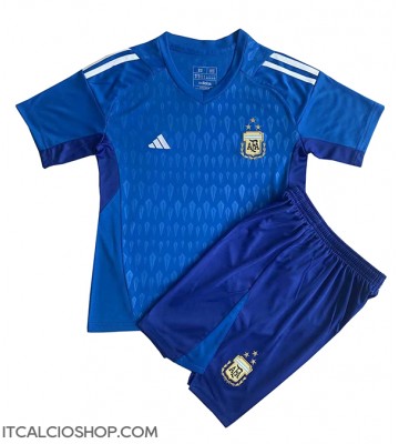 Argentina Portiere Seconda Maglia Bambino Mondiali 2022 Manica Corta (+ Pantaloni corti)